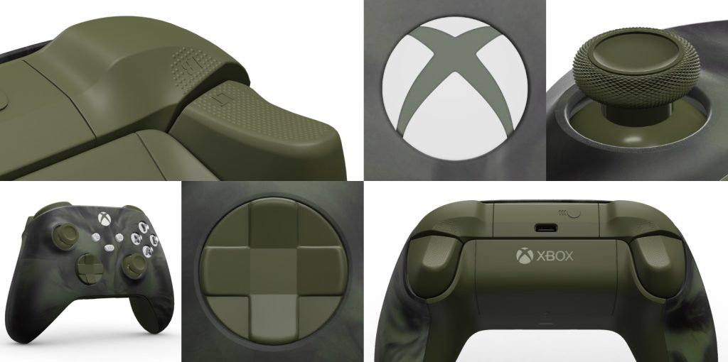 Aperçu d'une manette en utilisant le Xbox Design Lab avec le design Nocturnal Vapor.